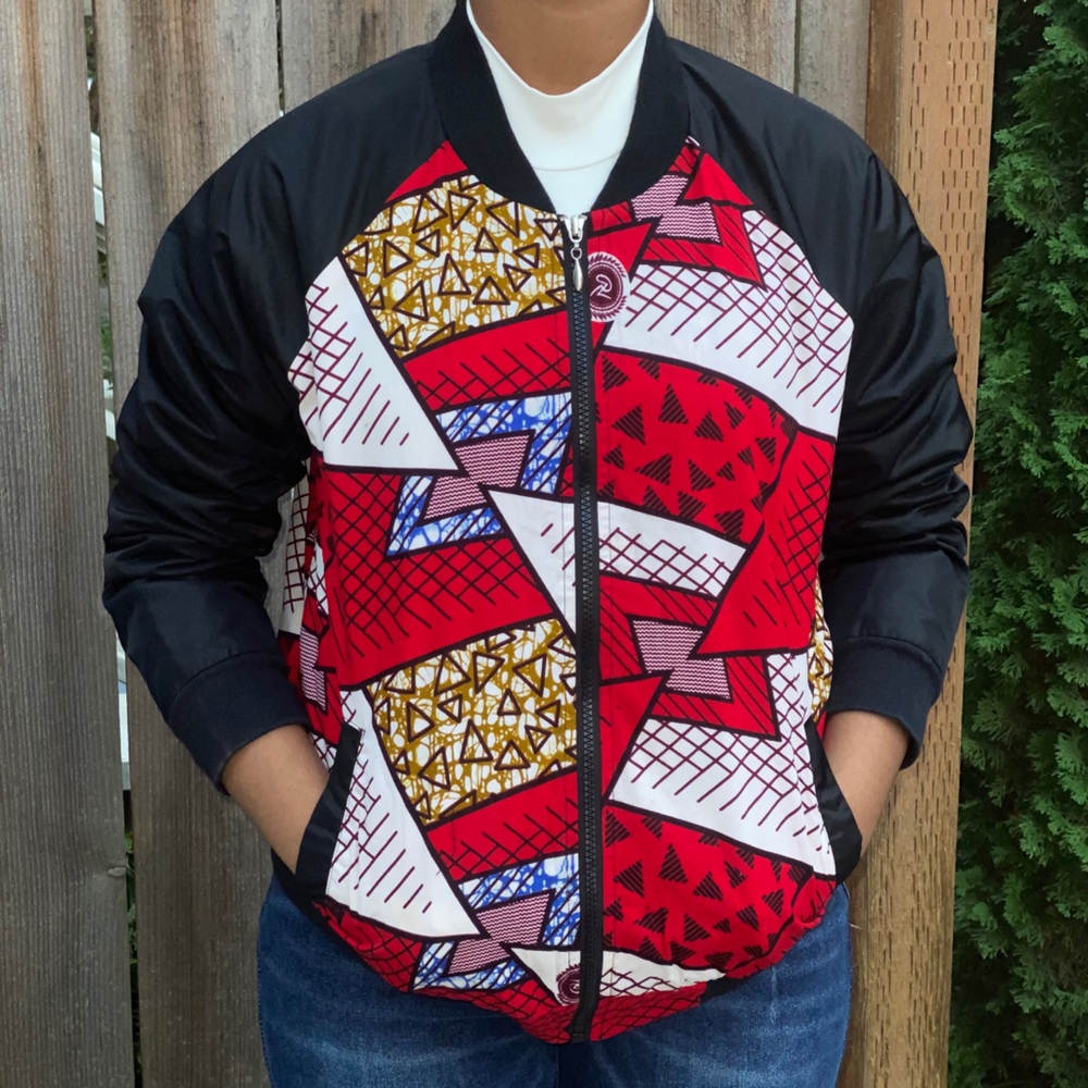 SOLD🖤Ankara Print Bomber Jacket